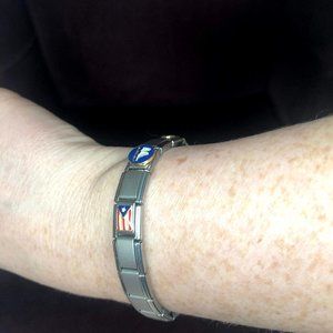 Stainless Steel Link Stretch charm bracelet